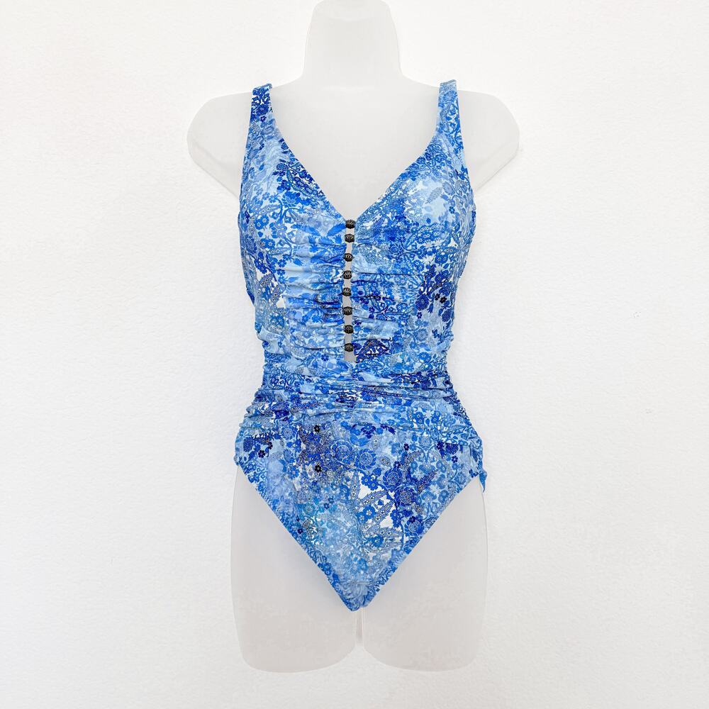 Profile By Gottex Blue Floral One-Piece Swimsuit